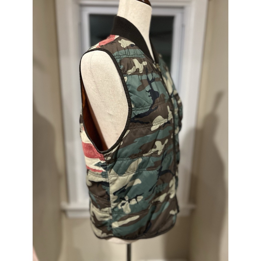 Denim And Supply Ralph Lauren Camo‎ And American Flag Vest Small Petite Vintage - Picture 2 of 11
